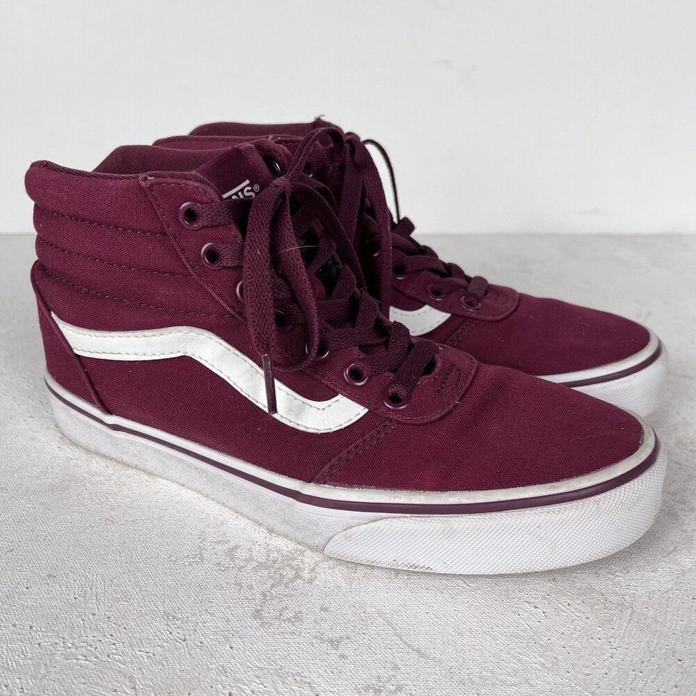 Vans Old Skool Sk8 Womens Canvas Marron White Sneakers Sz 7.5 - Picture 7 of 9